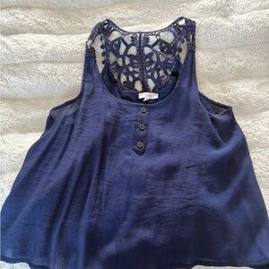 Mine Navy Blue Tank Top with Lace Back